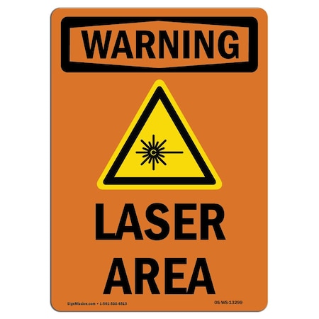 OSHA WARNING Sign, Laser Area W/ Symbol, 14in X 10in Decal